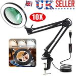 10X Magnifying Glass Lamp 72LED Light Magnifier Desk Table Task Craft Work Bench