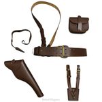 Sam Browne Belt Genuine Leather Complete British Military cross Strap ARMY Brown