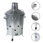 15L Mini Garden Galvanised Incinerator Small Fire Bin Garden Leaf Paper Burning