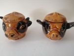 Vintage Szeiler Pottery Pork & Beef Dripping Pots Mid-Century Cow Jars Retro