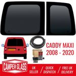 VW Caddy MAXI Pair of Barn Door Privacy Windows & Fitting Kit 2008-2020