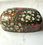 Vintage Keepsake Box Kashmiri Lacquered Papier Mache Floral 1990s Hand Painted