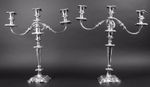 PAIR OF CHANDELIERS 3 LIGHTS. SILVER METAL. CHISELLED. WARING'S LONDON. XIX.