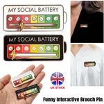 Metal My Social Battery Mood Brooch Pin Funny Interactive Enamel Badge Pins Gift