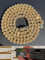 3mm MOISSANITE Illusion Set Tennis Chain Necklace 14k Gold Vermeil 925 Silver