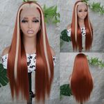 Ombre Lace Front Wig Synthetic Glueless Highlight LongStraight Hair Women Party3