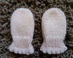Hand Knitted Baby Girl's Peach Mittens Newborn