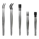 Entomology Forceps Set [5 Pcs] – Stainless Steel Precision Rubber Tip Tweezers