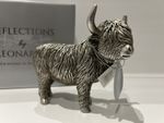Leonardo Silver Highland Coo Cow Scottish Farm Gift Figurine Ornament Figure