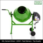 Cement Mixer Electric 220W Powerful Motor 63L Capacity by Garden Universe
