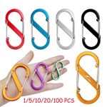 Carabiner Clips Double Sided Snap Hook Metal Stainless S Shape Key Keyring 1/10X