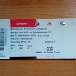 Ticket : 2015/2016 7/11/2015 Premier Sunderland v Southampton FC