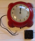Metamec Dereham 1950s Art Deco Wall Clock Vintage Red Plastic for parts