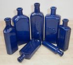x7 OLD Antique MEDICINE & CURE Bottles - Sprayed COBALT BLUE HOME Decor etc NB