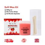 Hair Removal Soft Wax Kit 300g/Microwavable/20 Strips & 4 Spatulas,Face,Body Wax