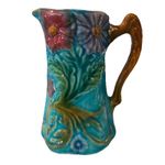 Antique Saint Germain Sur Pottery Barbotine Mojilica Slipware Floral 7” Pitcher