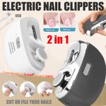 2in1 Electric Nail Clippers Nail File Safe Automatic Trimmer Cutter Rechargeable