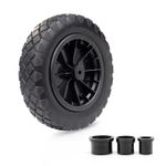 PU Black 14" REPLACEMENT PUNCTURE PROOF WHEELBARROW WHEEL 3.50-8 SOLID TYRE UK
