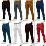 Enzo Mens Chino Trousers Slim Fit Stretch Cotton Jeans Pants All Waist Sizes