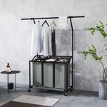 126L Laundry Sorter, Laundry Basket with 3-Bag Organiser, Dark Grey