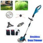 800W Cordless Grass Trimmer Strimmer with 2 Battery, 4-in-1, Brushless Motor