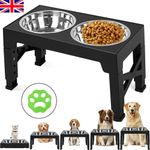 Large Dog Food Feeding Stand Station Stainless Steel Double Raised Bowls Feeding