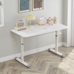 White Hand-cranked Computer Desk Study Table Height Adjustable Home Office