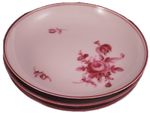 3 Nymphenburg Porcelain Black & Puce Flowers Large Saucer s Porzellan Untertasse
