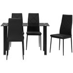 Modern Glass Dining Table and 4 Chairs Set 5 Piece Kitchen Dining Room Furniture