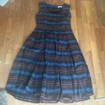 Toast Women's Midi Dress Check Medium UK 12 Blue Cotton