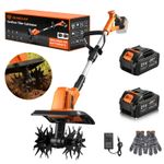 2X 4Ah Battery Cordless Tiller Garden Cultivator Rotary Hoe Rotovator & Charger