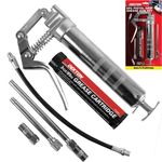 Dekton 6pc Manual Grease Gun Lever Pistol Grip Cartridge Type Flexi Hose 30oz