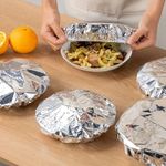 50PCS Reusable Aluminium Foil Food Covers Heat Insulated Bowl Lids UK