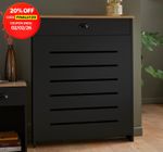 Black Radiator Cover Cabinet Traditional Modern MDF Wood Horizontal Shelf Small