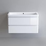 Bathroom Built In Sink Basin Vanity Unit Wall Hung Storage Drawer 800 mm White