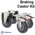 Braking Fallshaw Castor Kit for Rubbermaid Utility Carts Brake Caster Wheels