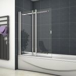 900x1400mm Chrome Bathroom Sliding Over Bath Shower Screen 6mm Safety Clr Glass