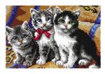 Three Kittens Latch Hook Kit, Rug Making Kit By Orchidea, 50x74cm Printed canvas