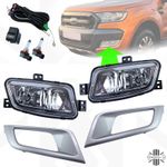 Front Fog Light lamp Kit Silver Surrounds for Ford Ranger T7 2016-19 Wildtrak 