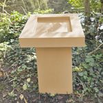 Contemporary Cast Stone Square Birdbath Garden Ornament Buff, Portland, Charcoal