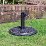 CAST IRON ROUND UMBRELLA PARASOL BASE STAND PATIO OUTDOOR GARDEN HEAVY DUTY 9KG