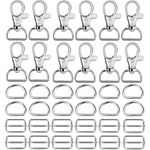 Hysagtek 60Pcs Bag Making Hardware Kit, 25mm Swivel Snap Hooks, 2.5cm, Silver 