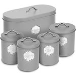 HEFTMAN Kitchen Storage Canister Coffee Sugar Tea Bread Airtight 5 Pieces Set