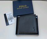 Polo Ralph Lauren Coin Pocket Black Leather Wallet Men With Gift Box