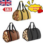 Firewood Log Carrier Canvas Durable Firepalce Wood Carrier Bag W/Reinforce Strap