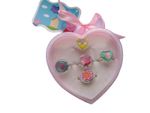 Peppa Pig - pink heart shaped  gift box, 5 peppa character plastic rings