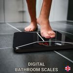 Digital Bathroom Scales for Body Weight 180kg/28st Backlit LED – kg/lb/st + Tape