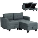 HOMCOM Modular Sectional Sofa with Storage, 2 Seater Sofa Set, Dark Grey