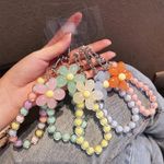 Beaded Phone Charm Wrist Strap Lanyard Anti-Lost Keyring Chain Holder for Women