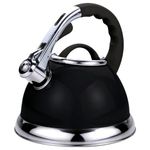 3.5 LITRE METALLIC BLACK STAINLESS STEEL WHISTLING KETTLE GAS & ELECTRIC HOBS